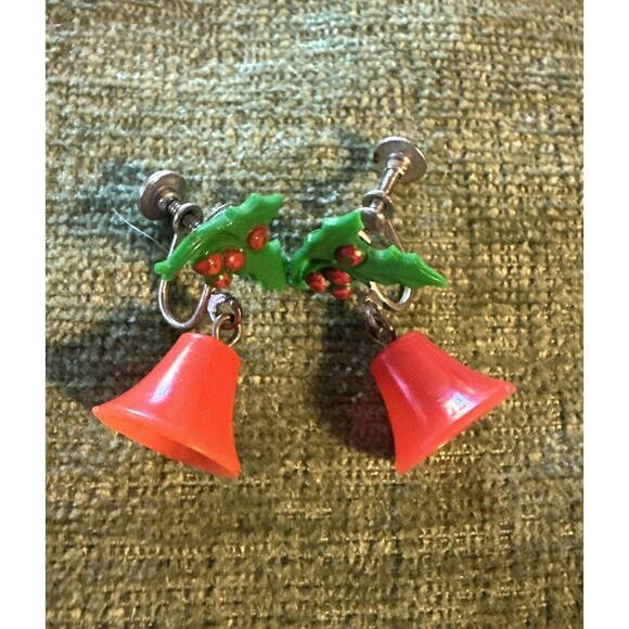 Clip On Earrings Christmas Tree Candles Bells Drum Silver Gold Plate Lot 4 Pairs - Picture 6 of 11